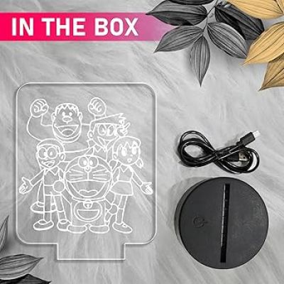 3D Illusion DoremonNobita with Family Night Light Lamp  Best Doremon Gift Item and Showpiece for Kids Room Décor (Multi)